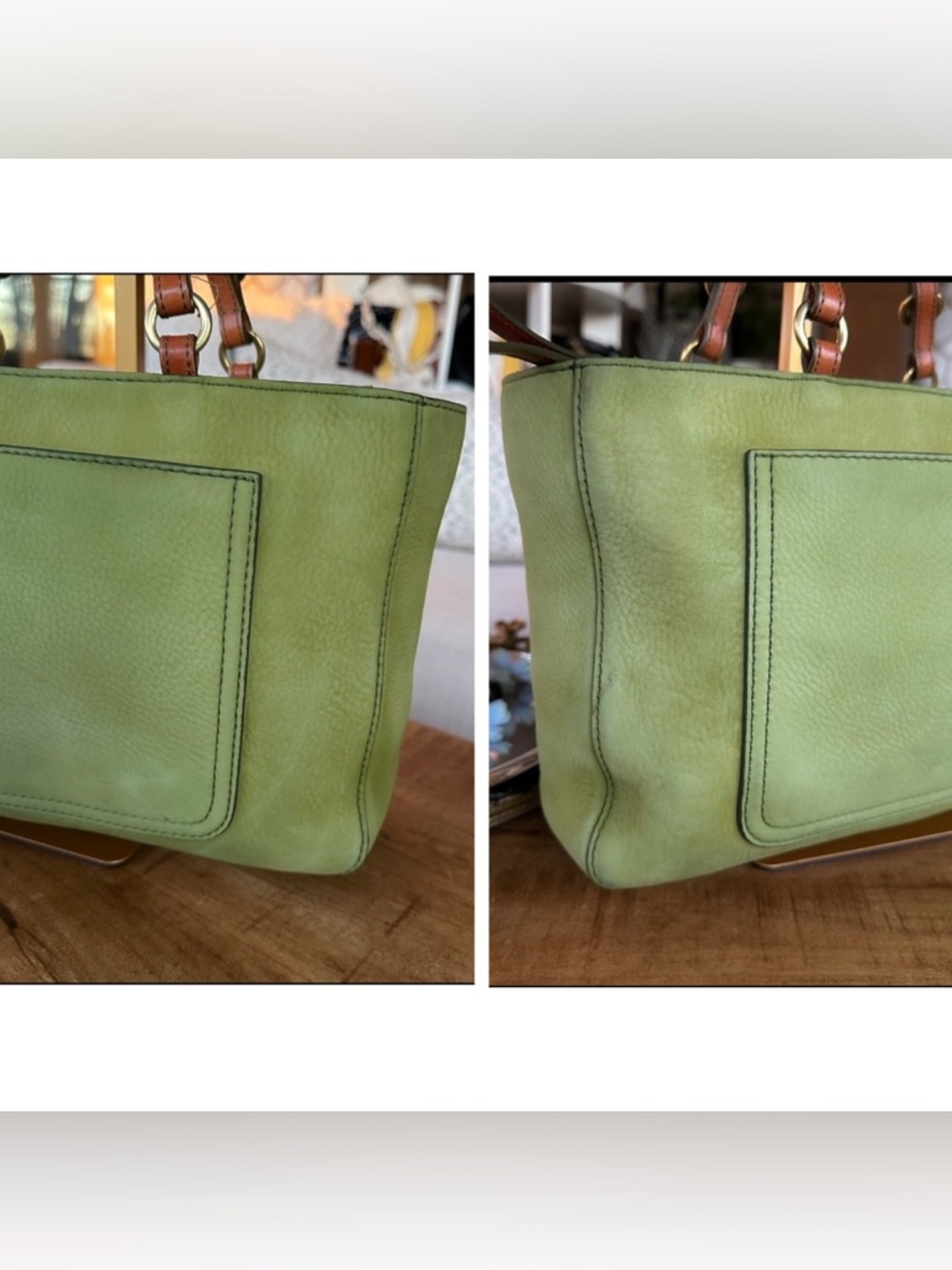 Vintage COACH Chelsea Tote Lime Green Nubuck - Picture 7 of 16